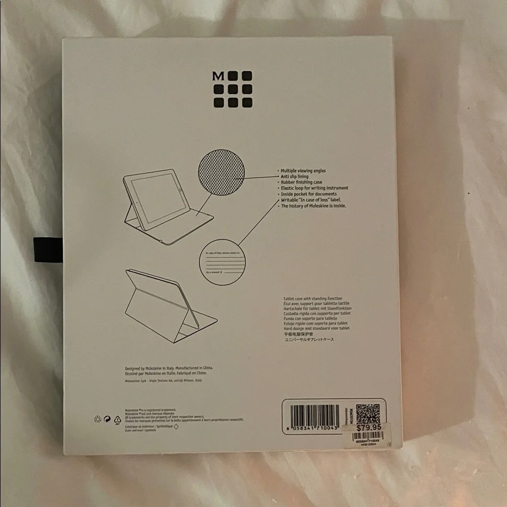 NWT Moleskine Black iPad Mini 4 Folio Case